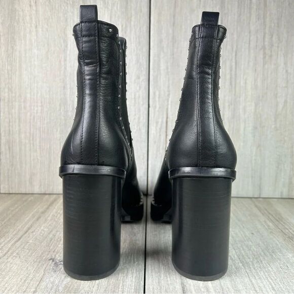 Rebecca Minkoff Edolie Studded Black Leather Block Heeled Boots Women’s Size 9.5 - Picture 6 of 10